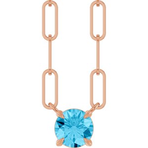 14K Rose Gold Natural Aquamarine 16" Necklace