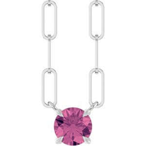 14K White Gold Natural Pink Tourmaline 16" Necklace