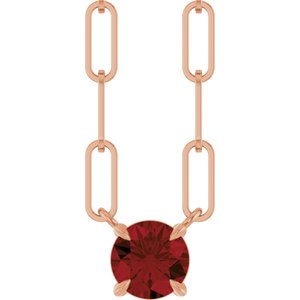 14K Rose Gold Natural Mozambique Garnet 16" Necklace
