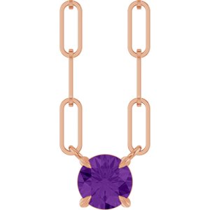 14K Rose Gold Natural Amethyst 16" Necklace