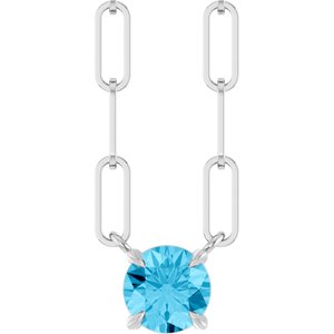 14K White Gold Natural Aquamarine 16" Necklace