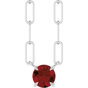14K White Gold Natural Mozambique Garnet 16" Necklace