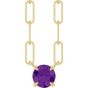 14K Yellow Gold Natural Amethyst 16" Necklace