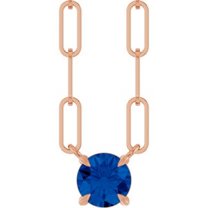 14K Rose Gold Lab-Grown Blue Sapphire 16" Necklace