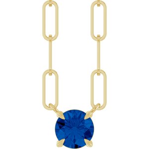14K Yellow Gold Lab-Grown Blue Sapphire 16" Necklace
