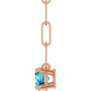 14K Rose Gold Natural Blue Zircon 16" Necklace
