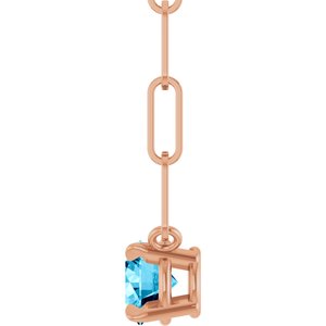 14K Rose Gold Natural Aquamarine 16" Necklace