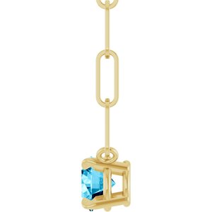 14K Yellow Gold Natural Aquamarine 16" Necklace
