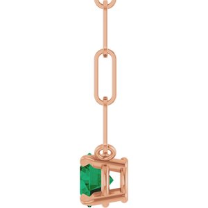 14K Rose Gold Lab-Grown Emerald 16" Necklace