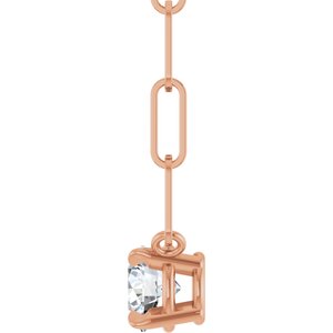 14K Rose Gold Natural White Sapphire 16" Necklace