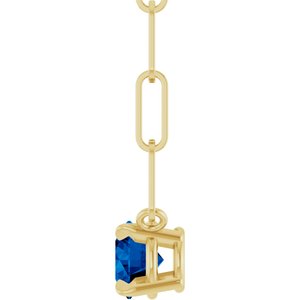 14K Yellow Gold Natural Blue Sapphire 16" Necklace