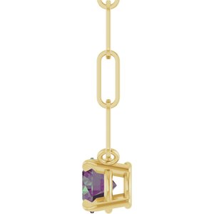 14K Yellow Gold Lab-Grown Alexandrite 16" Necklace