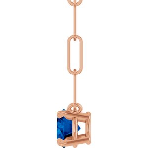14K Rose Gold Natural Blue Sapphire 16" Necklace