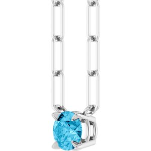14K White Gold Natural Aquamarine 16" Necklace