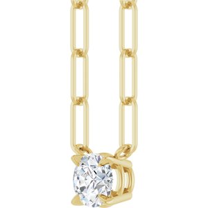 14K Yellow Gold Natural White Sapphire 16" Necklace