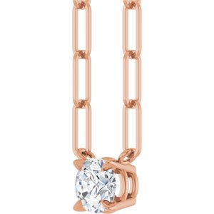 14K Rose Gold Natural White Sapphire 16" Necklace