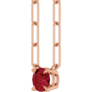 14K Rose Gold Natural Ruby 16" Necklace