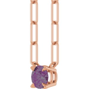 14K Rose Gold Lab-Grown Alexandrite 16" Necklace