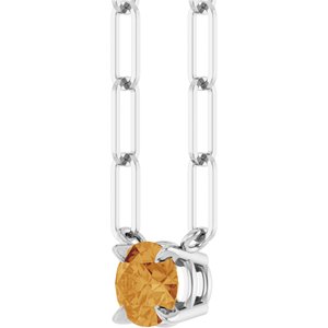 14K White Gold Natural Citrine 16" Necklace