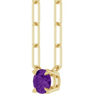 14K Yellow Gold Natural Amethyst 16" Necklace