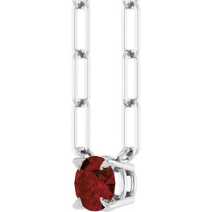 Sterling Silver Natural Mozambique Garnet 16" Necklace