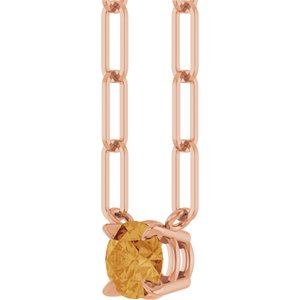 14K Rose Gold Natural Citrine 16" Necklace