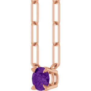 14K Rose Gold Natural Amethyst 16" Necklace