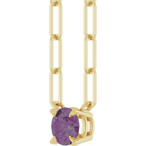 14K Yellow Gold Lab-Grown Alexandrite 16" Necklace