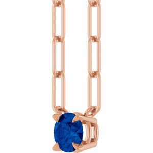 14K Rose Gold Natural Blue Sapphire 16" Necklace