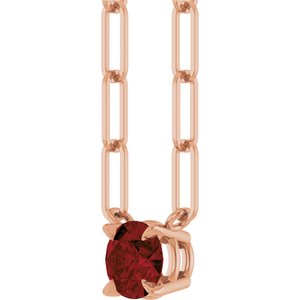 14K Rose Gold Natural Mozambique Garnet 16" Necklace