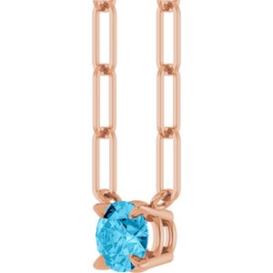 14K Rose Gold Natural Aquamarine 16" Necklace