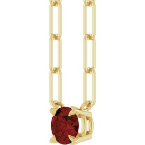 14K Yellow Gold Natural Mozambique Garnet 16" Necklace