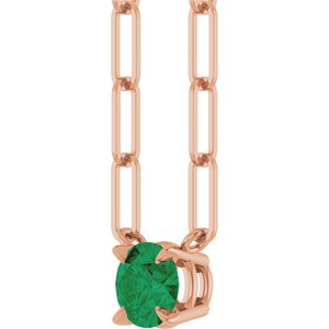 14K Rose Gold Natural Emerald 16" Necklace