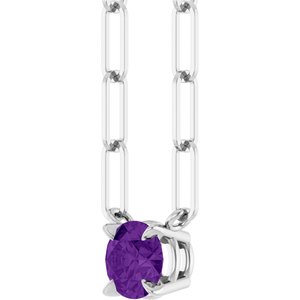 14K White Gold Natural Amethyst 16" Necklace