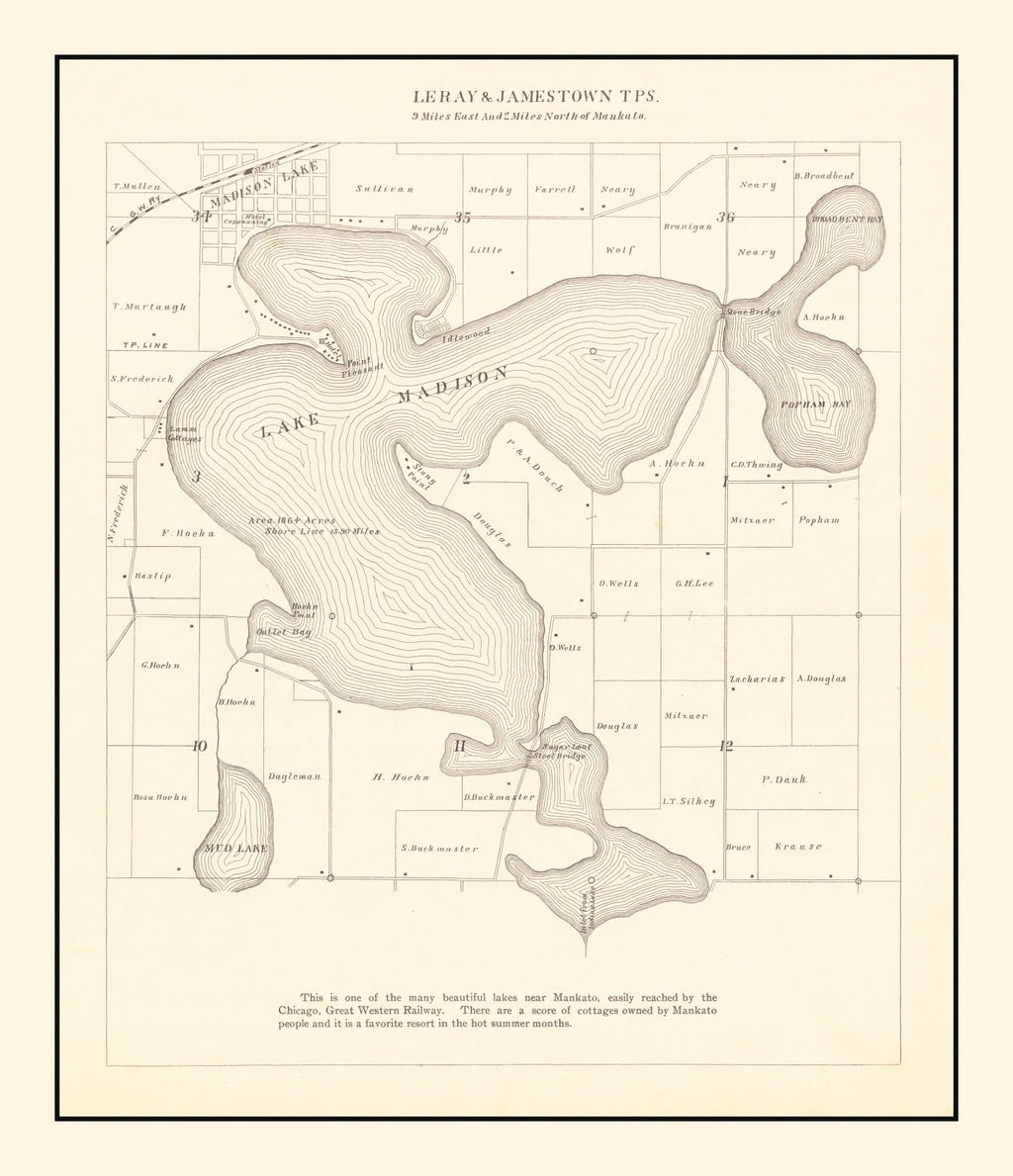 Vintage Map of Town of Tolland, Connecticut 1869