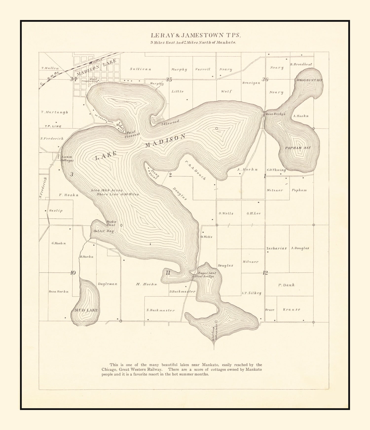 Vintage Map of Town of Tolland, Connecticut 1869