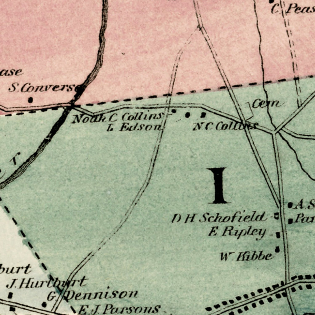 Vintage Map of Somers, Connecticut 1869