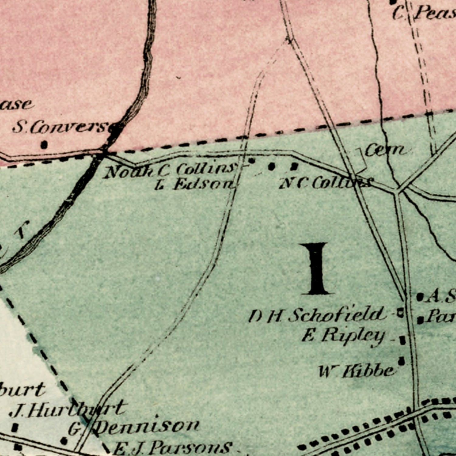 Vintage Map of Somers, Connecticut 1869