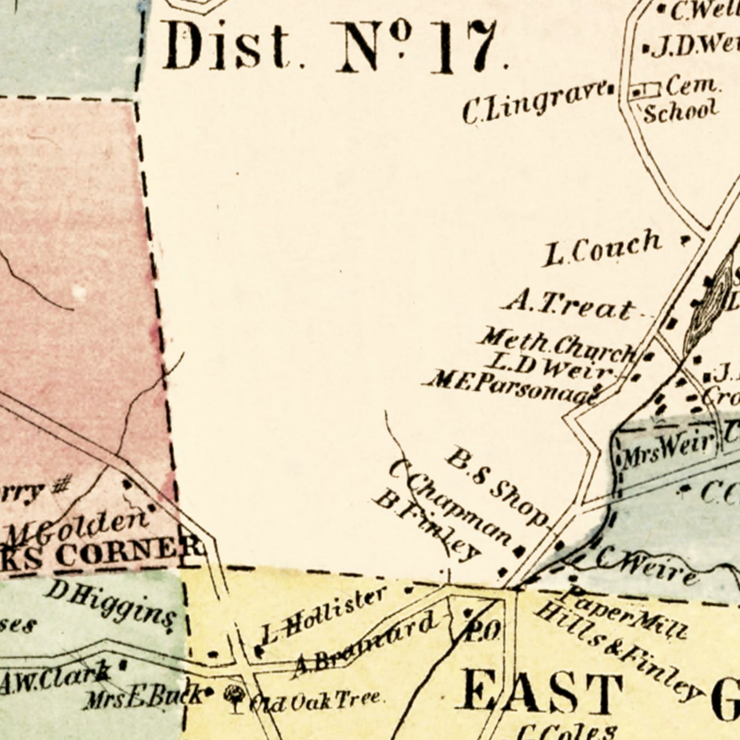 Vintage Map of Glastenbury, Connecticut 1869