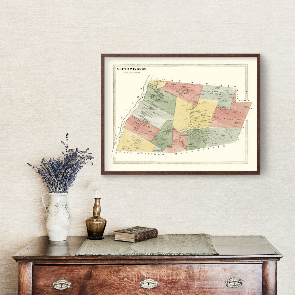 Vintage Map of South Windsor, Connecticut 1869