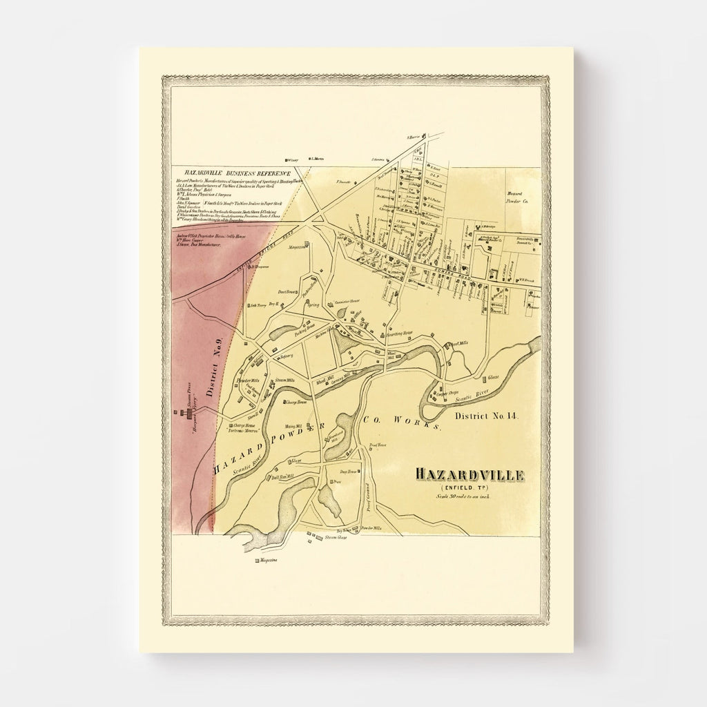 Vintage Map of Hazardville, Connecticut 1869