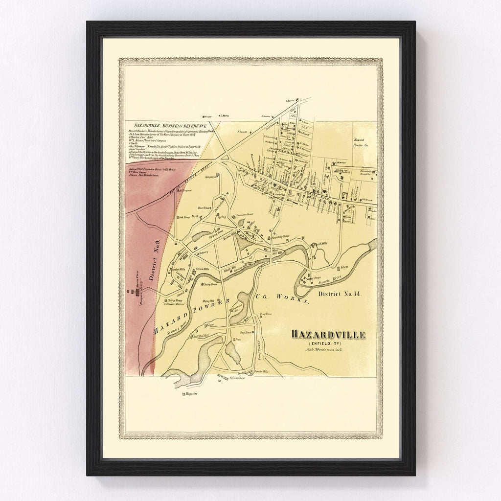Vintage Map of Hazardville, Connecticut 1869