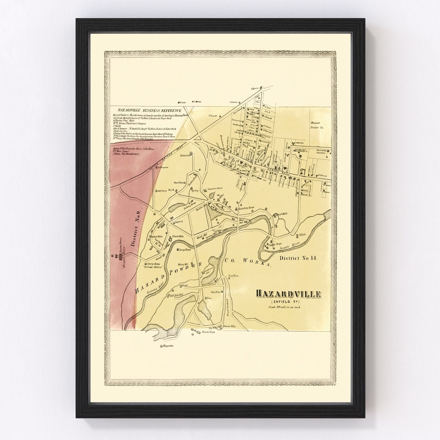 Vintage Map of Hazardville, Connecticut 1869