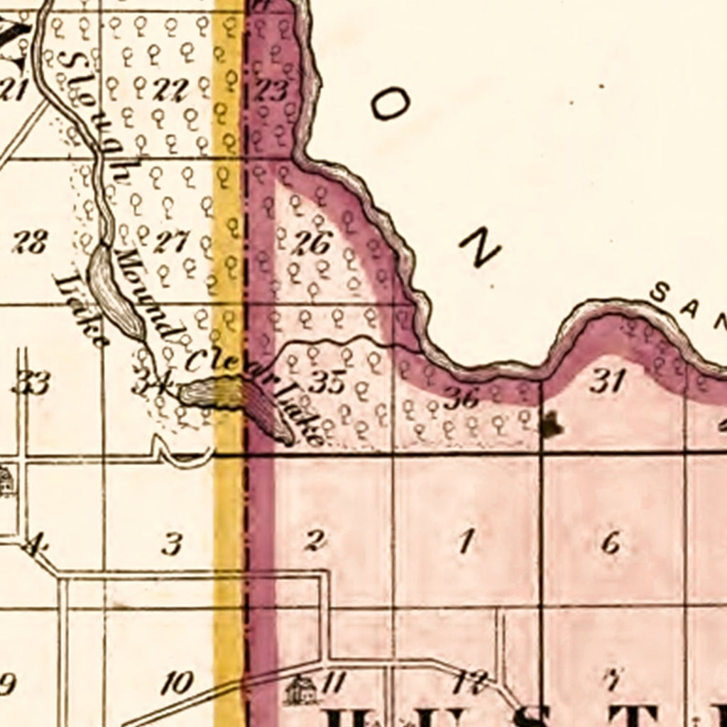 Vintage Map of Cass County, Illinois 1874
