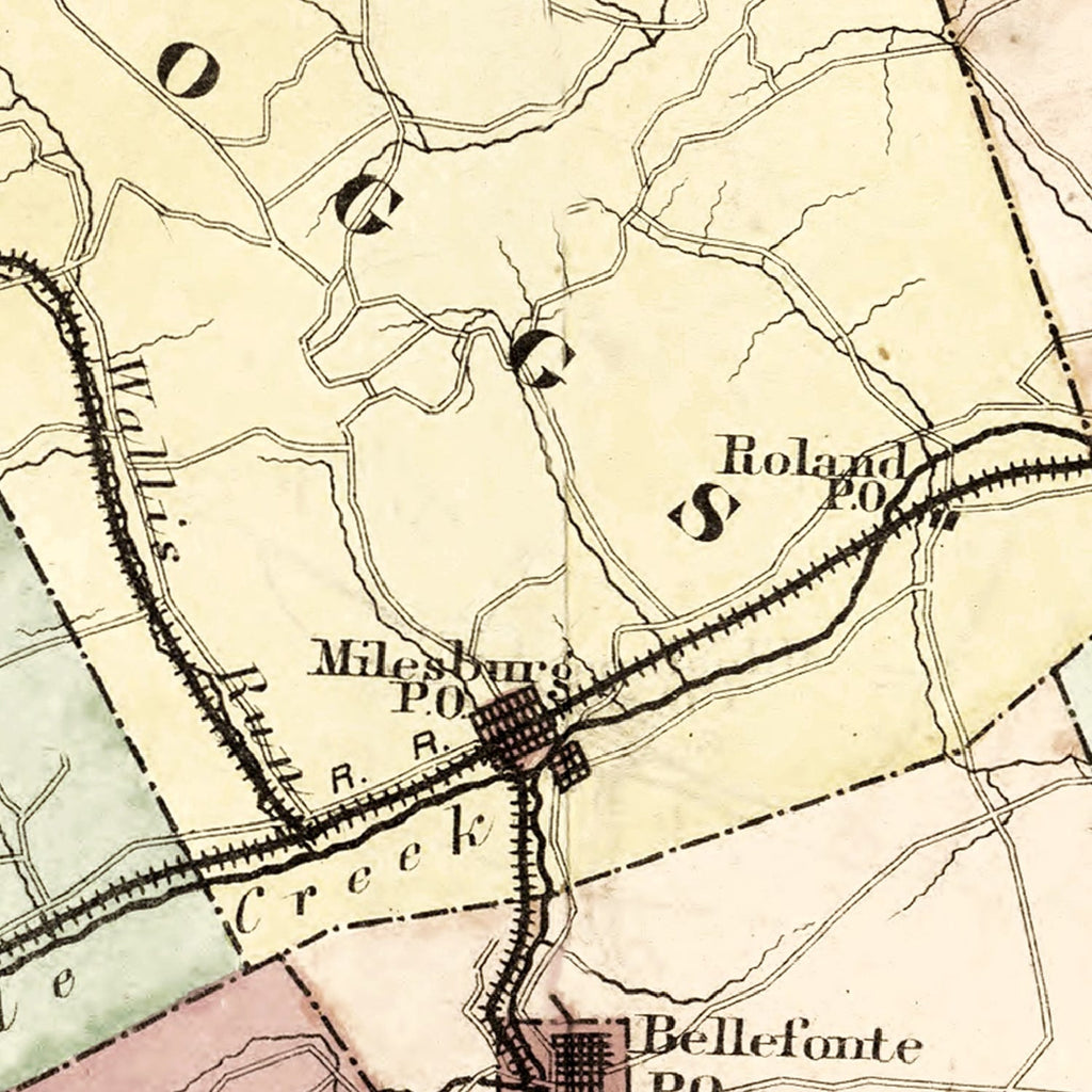 Vintage Map of Centre County, Pennsylvania 1874