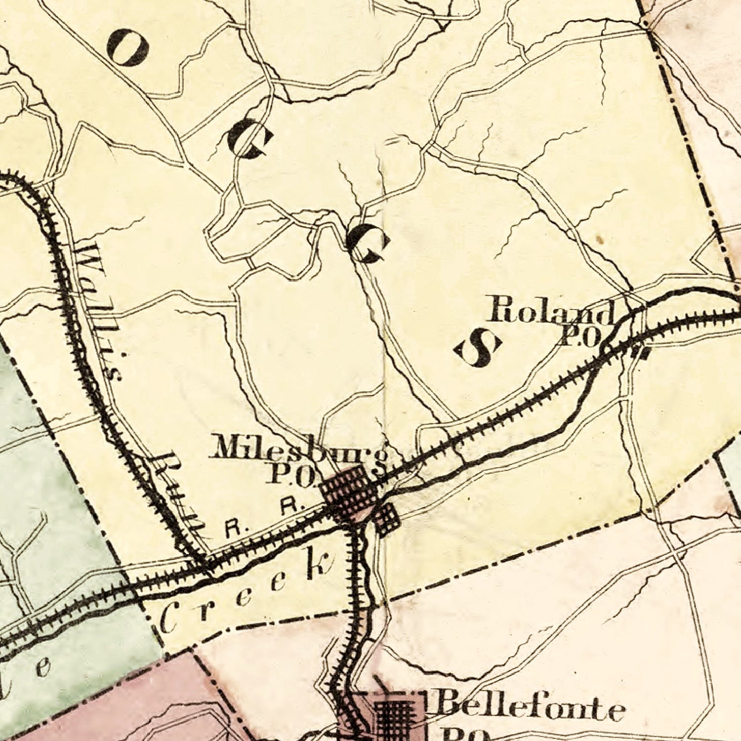 Vintage Map of Centre County, Pennsylvania 1874