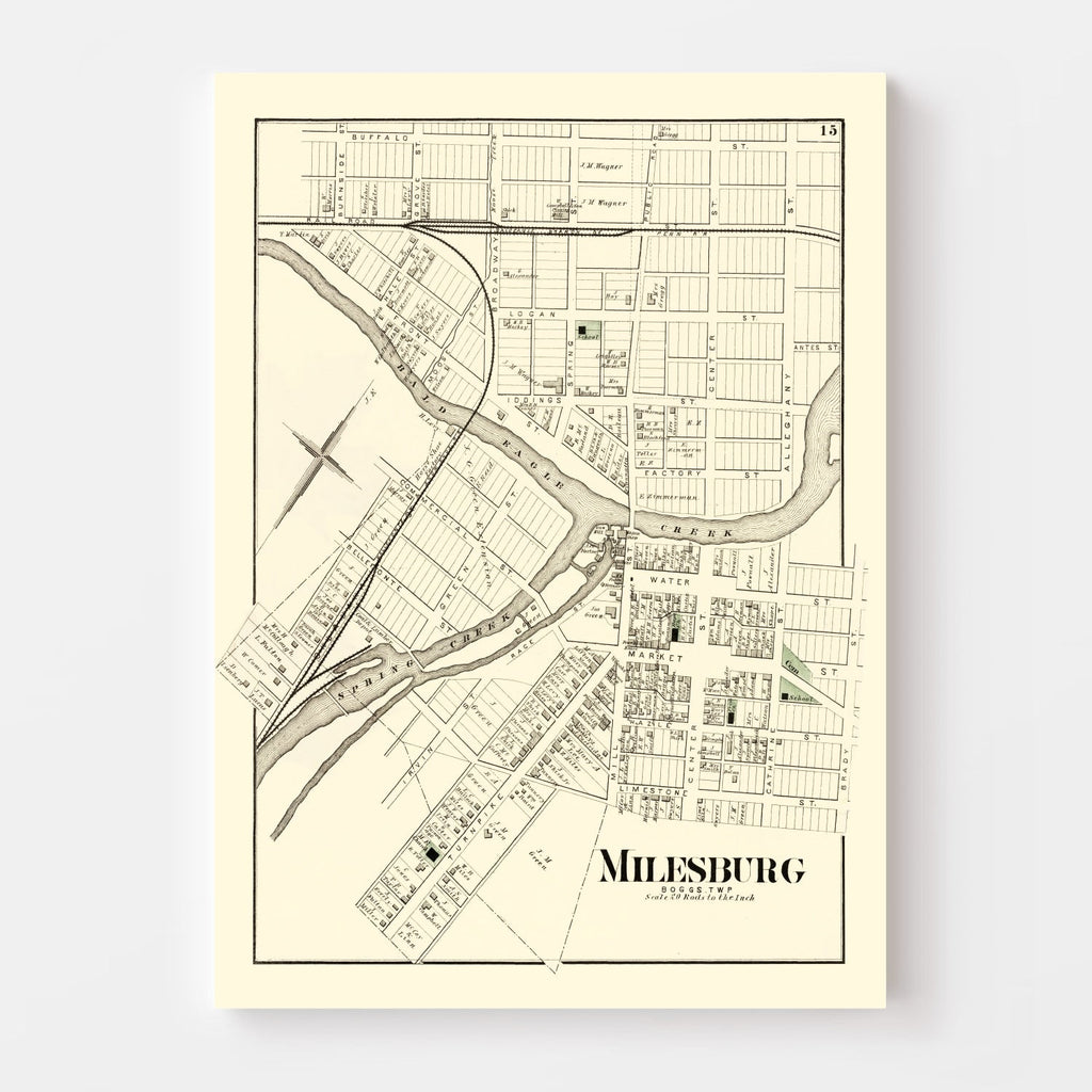 Vintage Map of Milesburg, Pennsylvania 1874