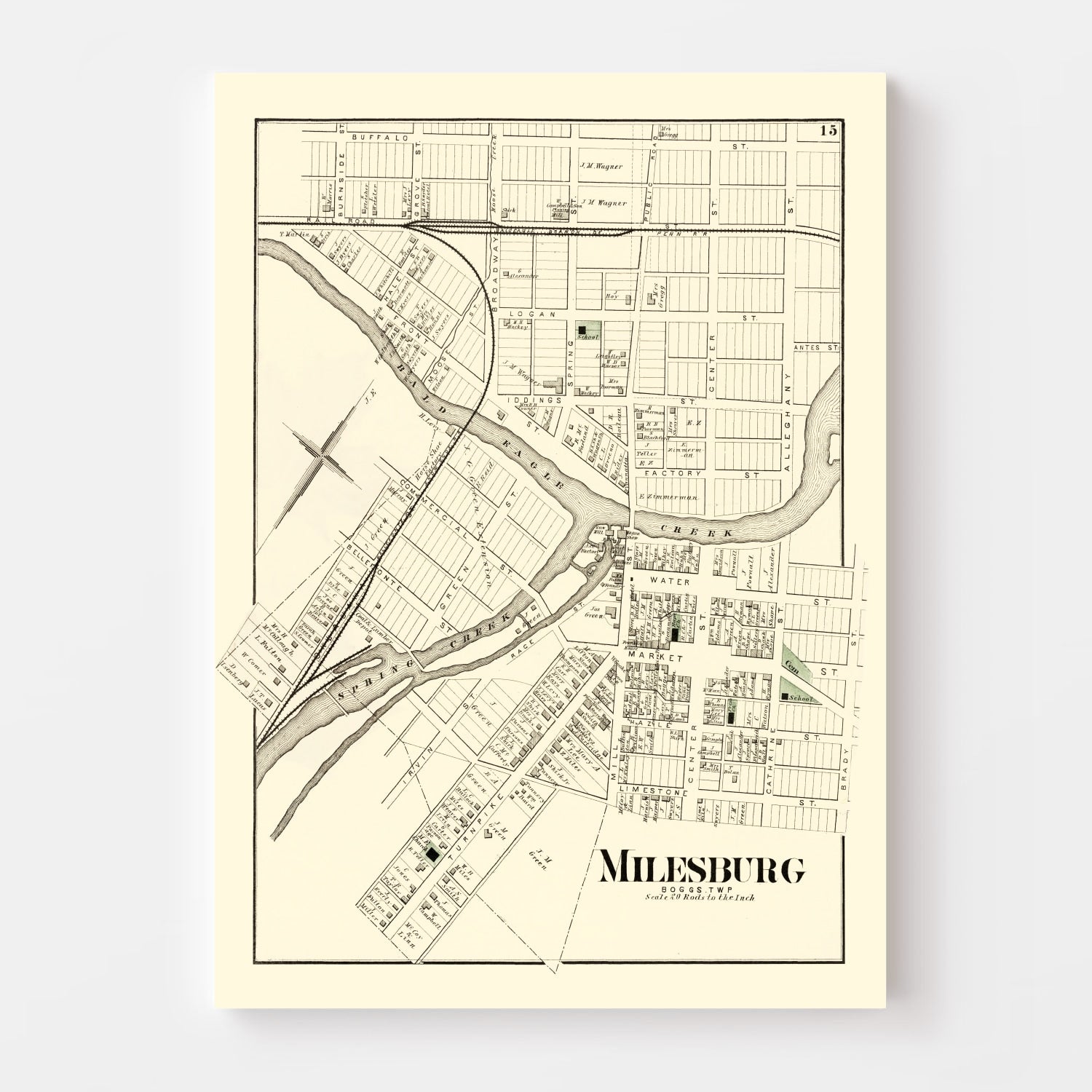 Vintage Map of Milesburg, Pennsylvania 1874