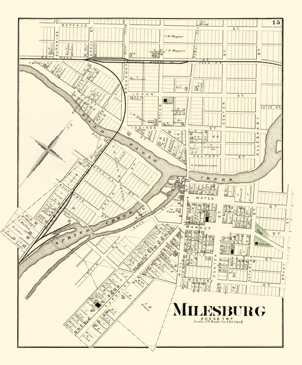 Vintage Map of Milesburg, Pennsylvania 1874