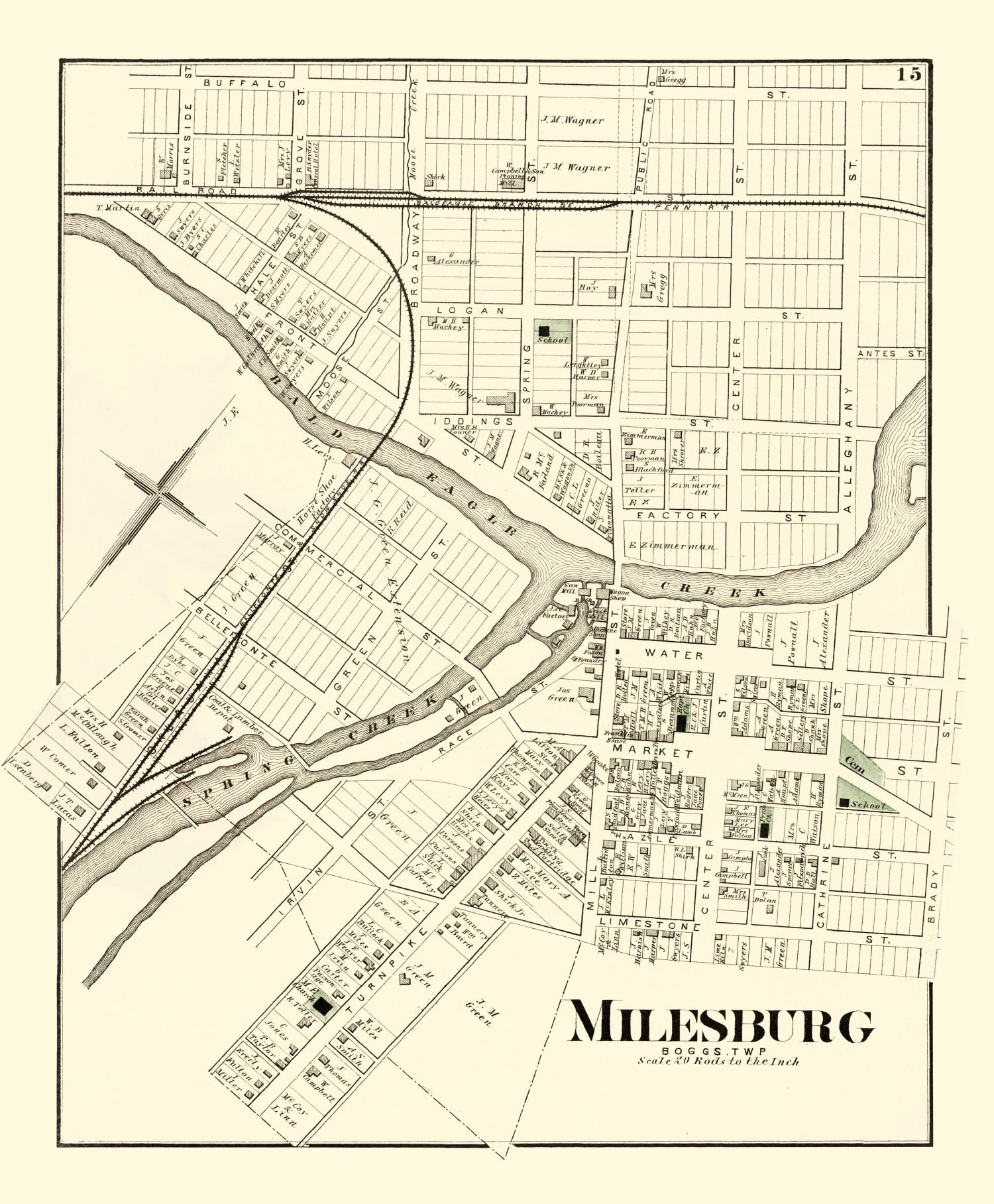 Vintage Map of Milesburg, Pennsylvania 1874